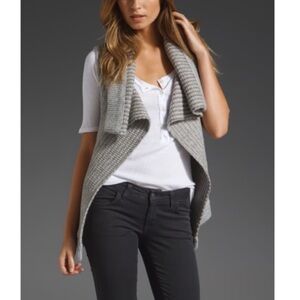 James Perse Grey Knit Draped Cardigan Vest